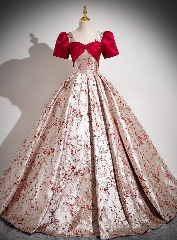 Red Short Sleeve Pleats Quinceanera Dress Main image