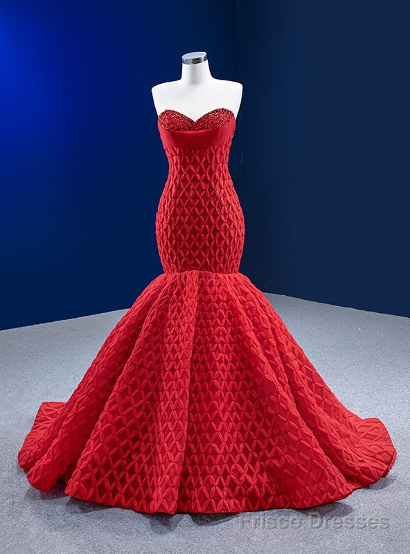 Red Sweetheart Beading Tulle Prom Dress Main image