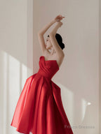 Red Sweetheart Neck Short Prom Dress, Red Party Dress