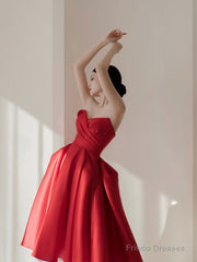 Red Sweetheart Neck Short Prom Dress, Red Party Dress