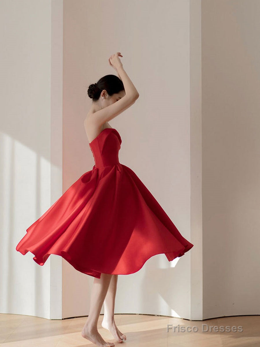 Red Sweetheart Neck Short Prom Dress, Red Party Dress Main image