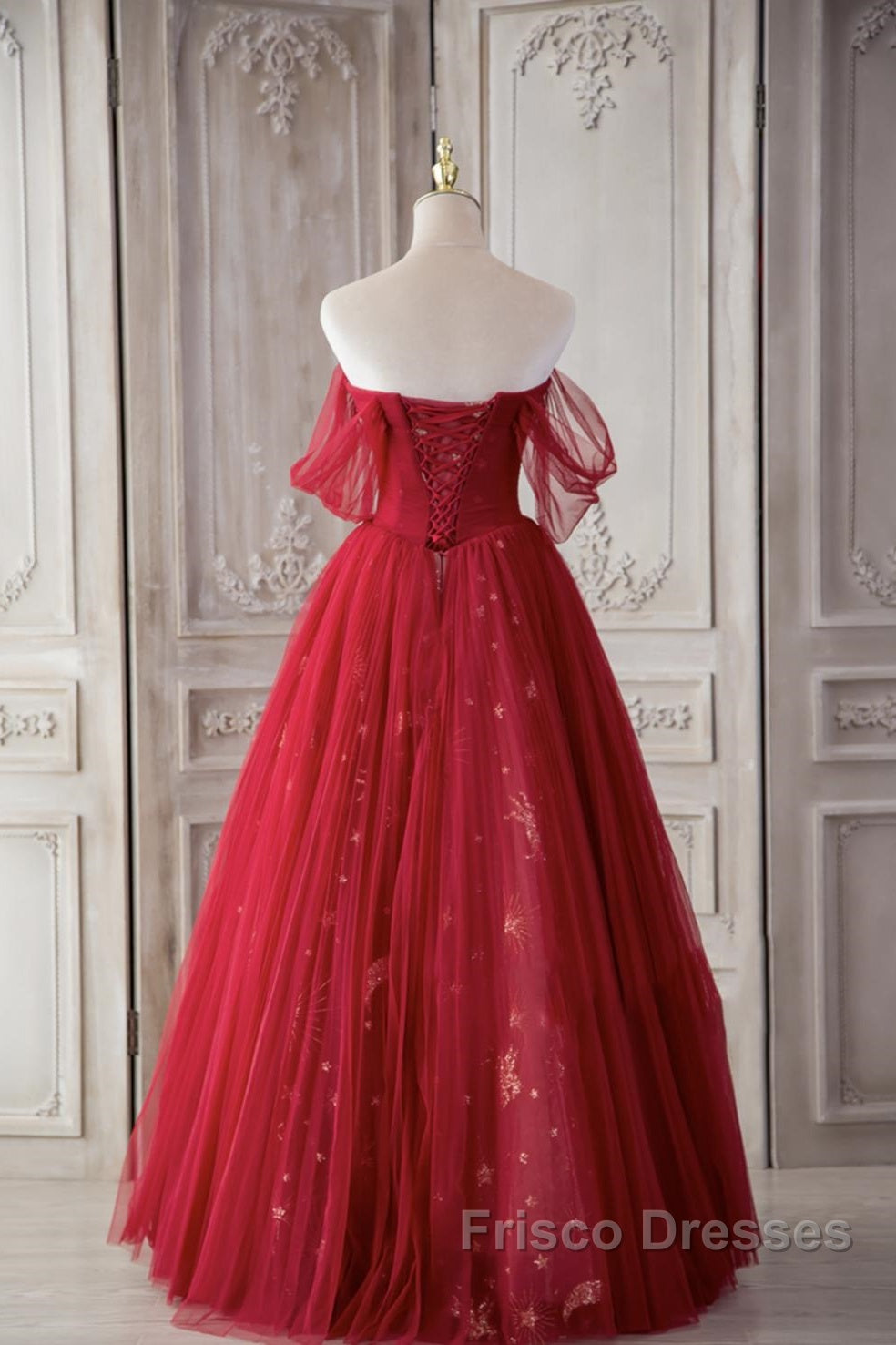 Red Sweetheart Tulle Long Beautiful Formal Prom Dress, Wine Red Party Dress Evening Gown