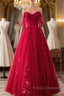 Red Sweetheart Tulle Long Beautiful Formal Prom Dress, Wine Red Party Dress Evening Gown