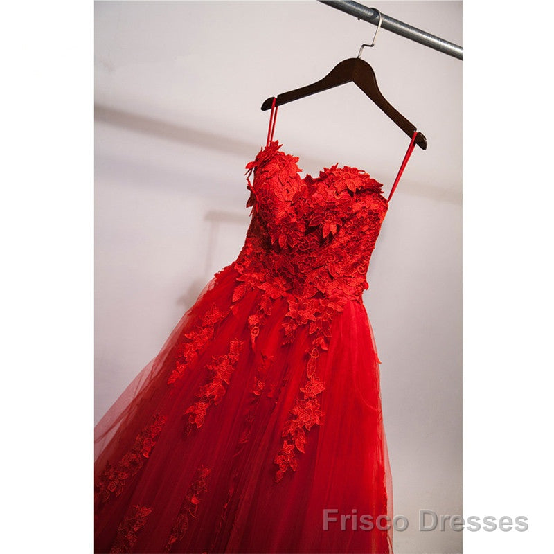 Red Sweetheart Tulle with Applique Party Dress , Tulle Formal Gowns Secondary image