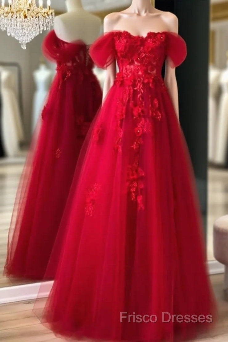 Red Tulle Corset Dress With 3D Lace Flowers Main image