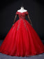 Red Tulle Off the Shoulder Beading Quinceanera Dress