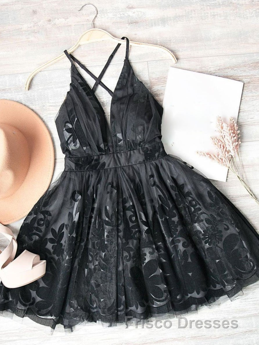 Red v neck tulle lace short Formal Prom Dress,Mini homecoming Dress cocktail Dress Secondary image