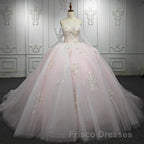 Renata | Blush Ball Gown Lace Strapless Sleeveless Quinceanera Dress