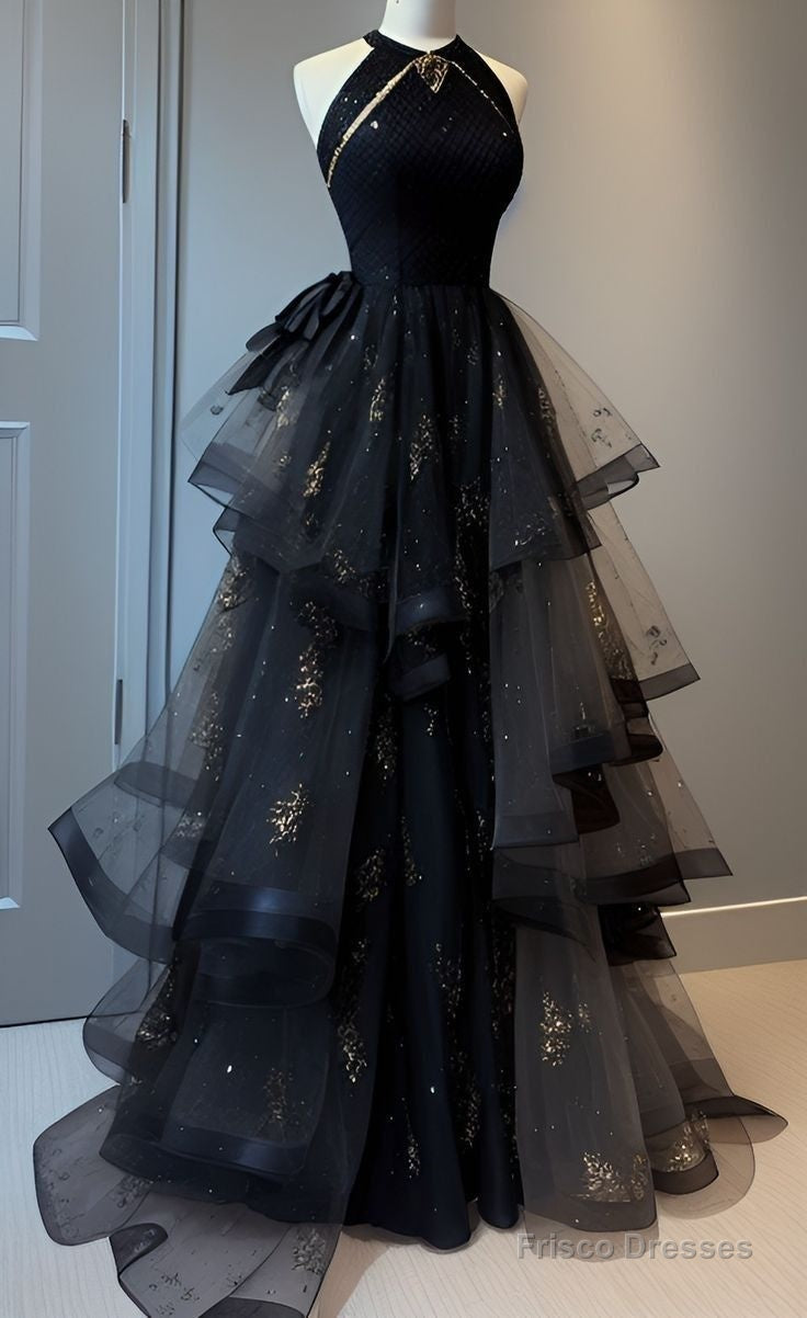 Retro Ball Gown Scoop Neckline Black Tulle Party Dress Prom Dresses Evening Dress Secondary image