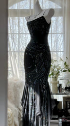 Retro Beautiful Shoulder Strap Beaded Chiffon Irregular Skirt Prom Dress