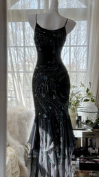 Retro Beautiful Shoulder Strap Beaded Chiffon Irregular Skirt Prom Dress