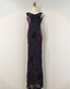 Retro Black Mermaid Neckline Embroidered Floral Backless Chiffon Long Prom Dress Evening Dress
