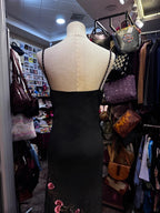Retro Elegant Black Halter Neck Embroidered Chiffon Long Prom Dress Evening Dress