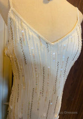 Retro Glam Mermaid Gown Sparkling Beaded,Sequins White Chiffon Prom Dress For Formal Events & Weddings**Ed01917