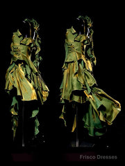 Retro High Low Irregular Spaghetti Straps Green Short Birthday Dresses Birthday Outfits
