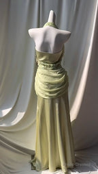 Retro Light Green V-Neck Chiffon Beaded Sequins Floor-Length Prom Dress Beautiful Birthday Evening Dress