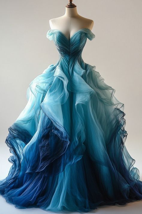 Retro Light Off The Shoulder Tulle Blue Party Dress Prom Dress Evening Dress Secondary image