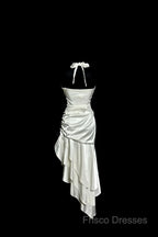 Retro Mermaid Halter Satin High Low Formal Dress Formal Prom Dress