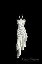 Retro Mermaid Halter Satin High Low Formal Dress Formal Prom Dress