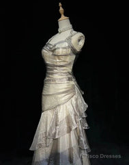Retro Mermaid Long Prom Dresses New Long Evening Gowns