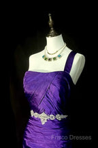 Retro Mermaid One Shoulder Satin Grape Long Formal Dress Formal Prom Dress