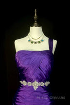 Retro Mermaid One Shoulder Satin Grape Long Formal Dress Formal Prom Dress