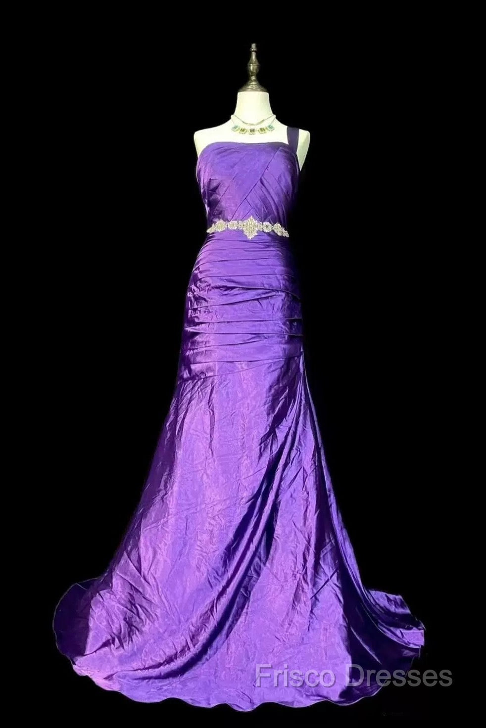 Retro Mermaid One Shoulder Satin Grape Long Formal Dress Formal Prom Dress