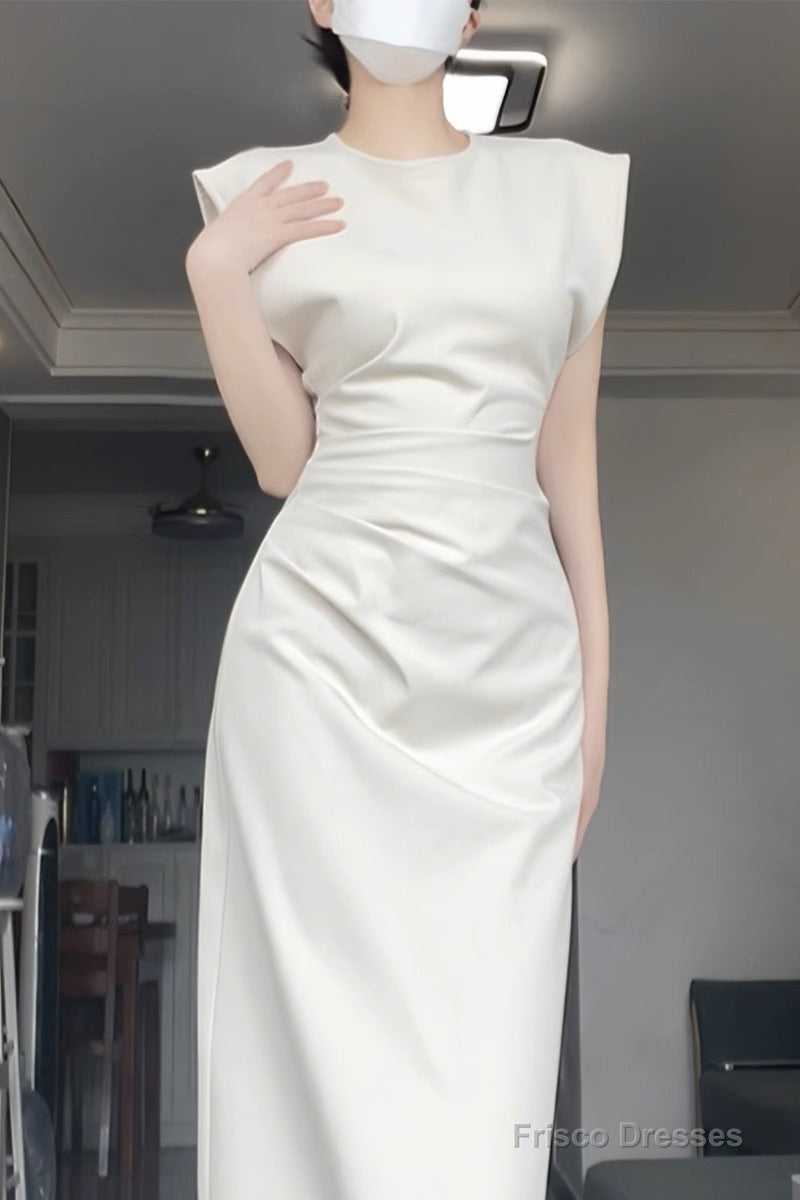 Retro Mermaid Satin White Prom Dresses Birthday Outfits With Ruffle Secondary image