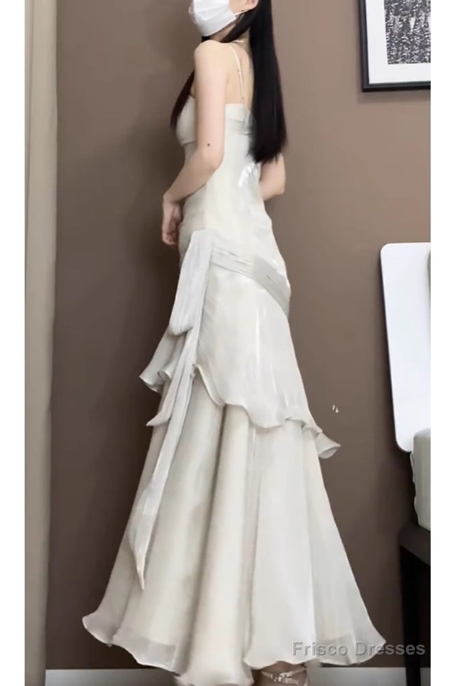 Retro Mermaid Spaghetti Straps Ankle Length Prom Dresses Birthday Outfits With Ruffles Secondary image