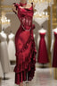 Retro Mermaid Spaghetti Straps Burgundy Lace Formal Prom Dress Birthday Outfits