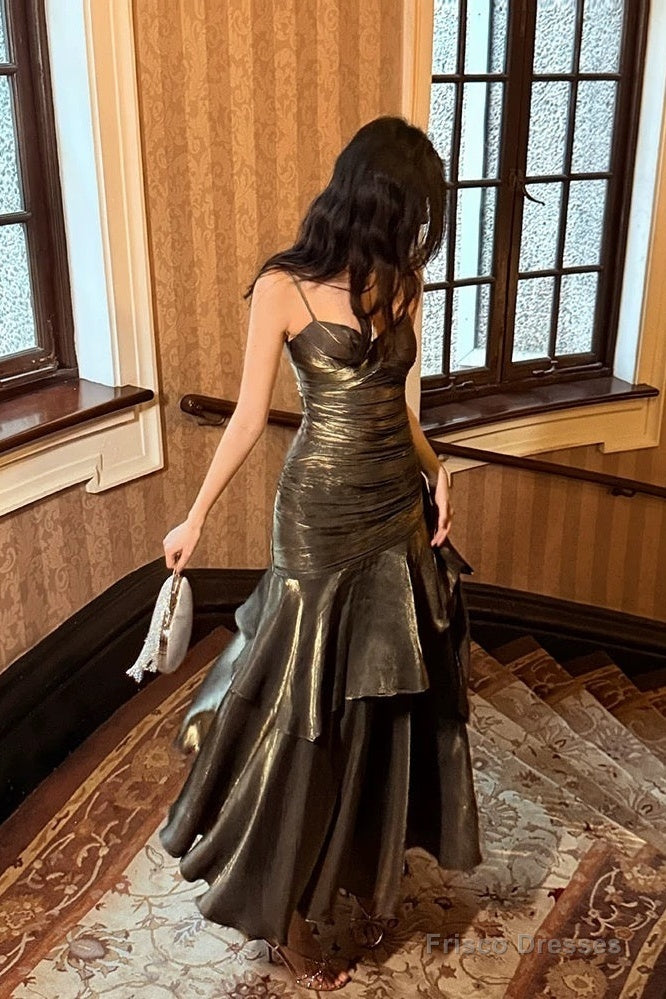 Retro Mermaid Spaghetti Straps Long Length Evening Dress Prom Dresses Main image