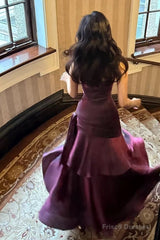 Retro Mermaid Spaghetti Straps Long Length Grape Evening Dress Prom Dresses
