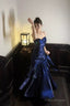 Retro Mermaid Spaghetti Straps Royal Blue Long Length Evening Dress Prom Dresses