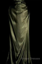Retro Mermaid Spaghetti Straps Satin Green Long Evening Dress Formal Prom Dress
