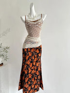 Retro Mermaid Strapless Lace Slit Long Rrom Dress Evening Dress