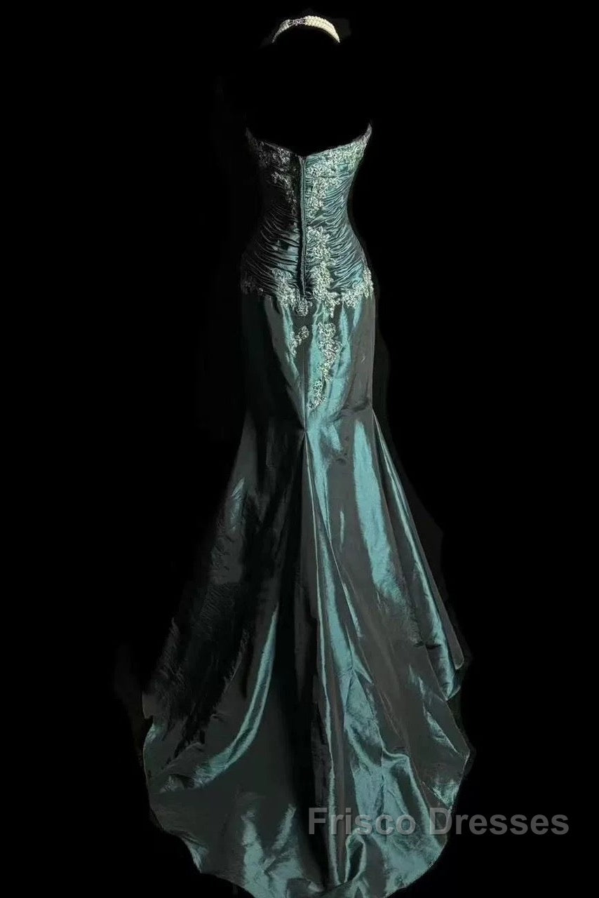Retro Mermaid Sweetheart Taffeta Long Evening Dress Formal Prom Dress