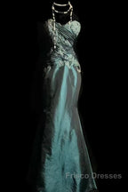 Retro Mermaid Sweetheart Taffeta Long Evening Dress Formal Prom Dress