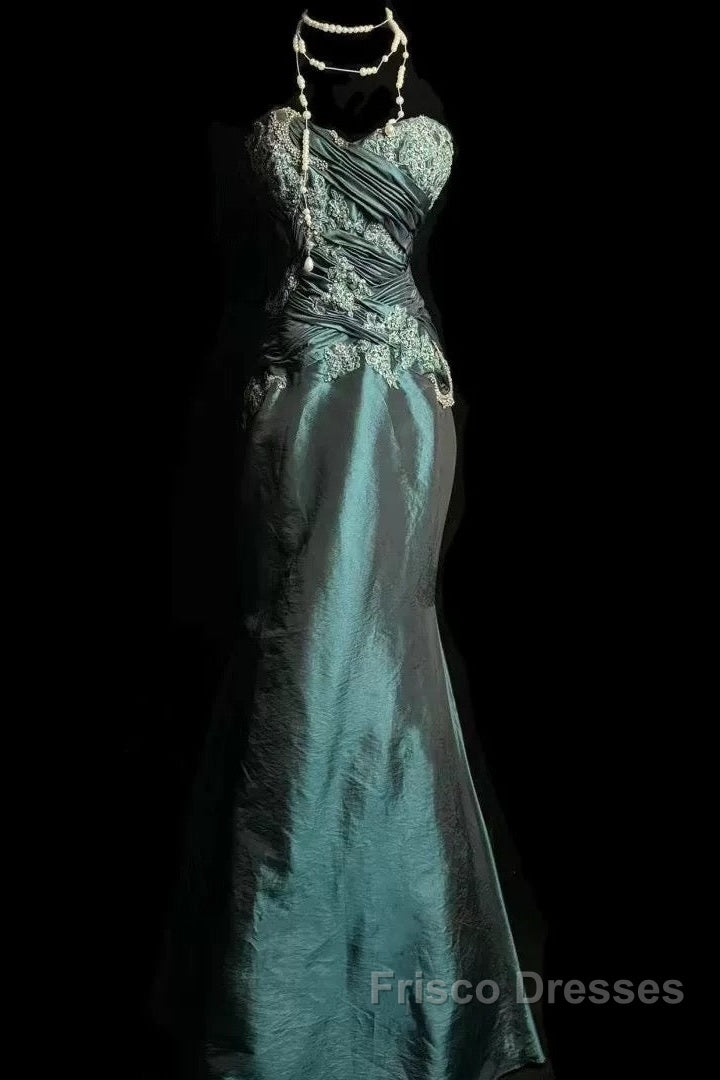 Retro Mermaid Sweetheart Taffeta Long Evening Dress Formal Prom Dress