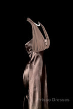 Retro Mermaid V Neckline Chiffon Brown Evening Dress Formal Prom Dress