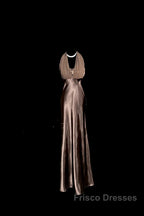 Retro Mermaid V Neckline Chiffon Brown Evening Dress Formal Prom Dress