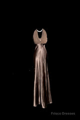 Retro Mermaid V Neckline Chiffon Brown Evening Dress Prom Dresses