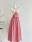 Retro Red And White Plaid A-Line Bow Strap Long Prom Dress 17Th Birthday Dress