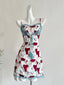 Retro Red White And Blue Contrast Print Slim Fit Mini Birthday Dress Homecoming Dress