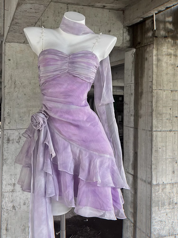 Retro Sheath Spaghetti Straps Short Lilac Cocktail Dresses Birthday Outfits