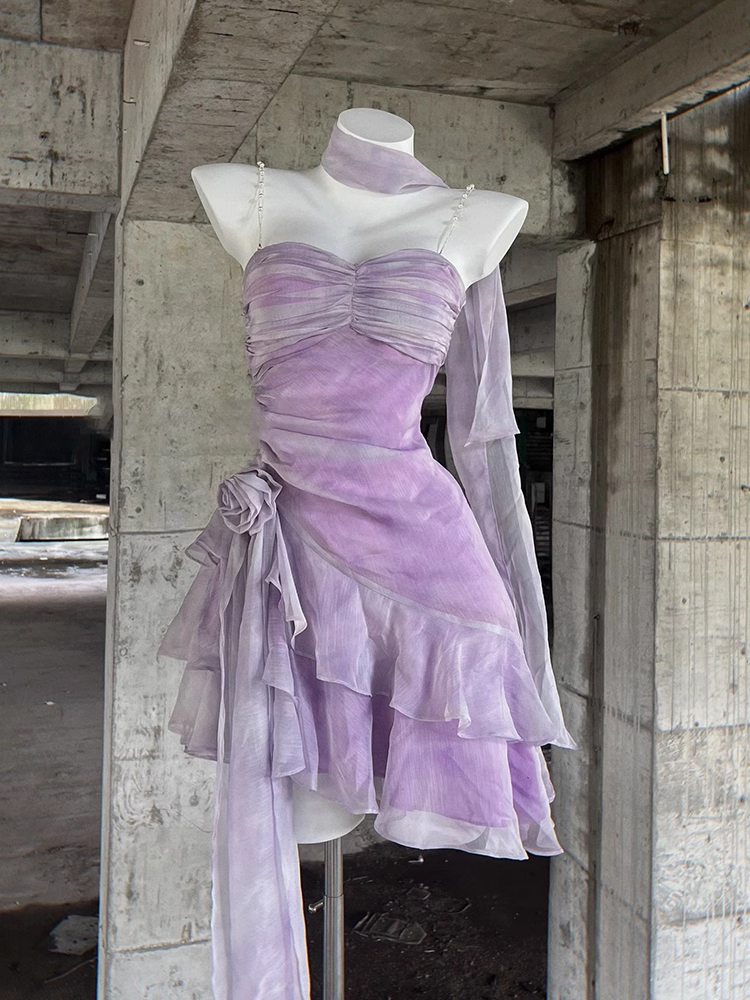 Retro Sheath Spaghetti Straps Short Lilac Cocktail Dresses Birthday Outfits Main image