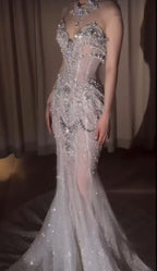 Retro Wedding Dress Mermaid Sweetheart Sequin Pearls Long White Wedding Dresses Bride Dress Bridal Gowns
