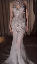 Retro Wedding Dress Mermaid Sweetheart Sequin Pearls Long White Wedding Dresses Bride Dress Bridal Gowns