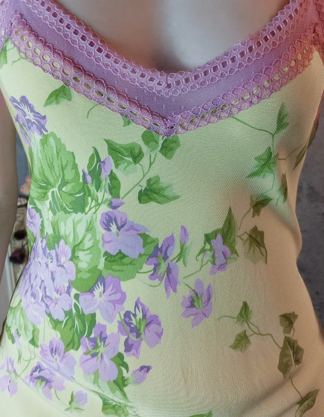 Retro Yellow-Based Purple Floral Mermaid Spaghetti Strap V-Neck Chiffon Prom Dress Evening Dress