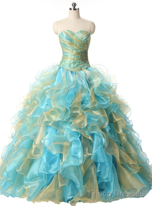 Rhinestones Ball Gown Sweetheart Organza Ruffles Quinceanera Dresses Main image