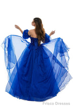 Roayl Blue Tulle Sequins Sweetheart Prom Dresses Spaghetti Straps Evening Quinceanera Dresses